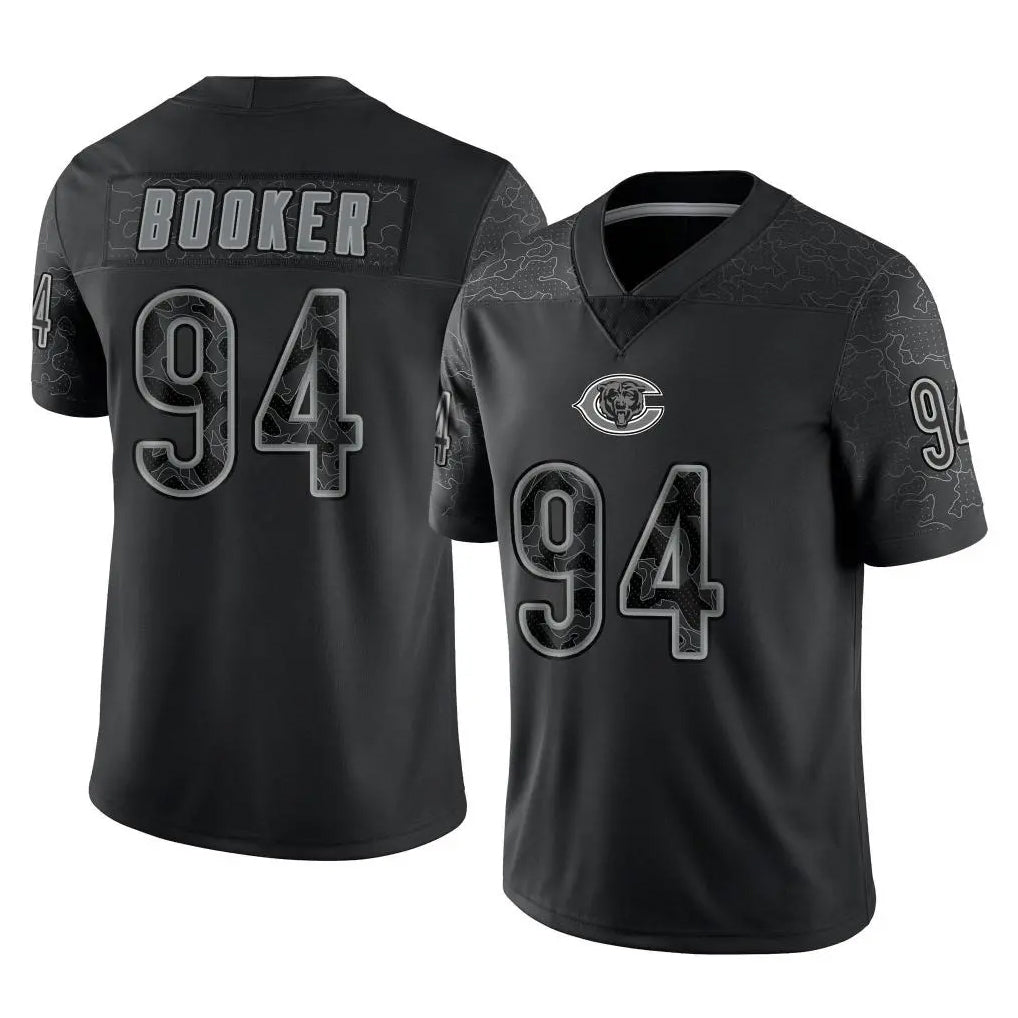 C.Bears #94 Austin Booker Player Black REFLECTIVE Limited Game STECN Stitched Jerseys