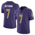 B.Ravens #7 Rashod Bateman Player Purple Color Rush Vapor Untouchable Limited Home Game STECN Stitched Jerseys