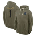 IN.Colts #1 Sauce Gardner Player Olive Salute to Service Pullover Hoodies Limited STECN Stitched Jerseys