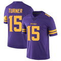 M.Vikings #15 Dallas Turner Player Purple Limited Color Rush Home Game STECN Stitched Jerseys