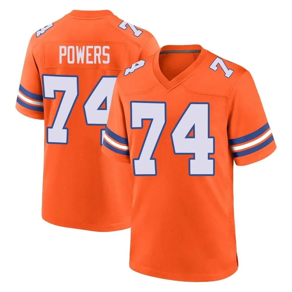 D.Broncos #74 Ben Powers Player Orange Alternate Collection Throwback Game STECN Stitched Jerseys
