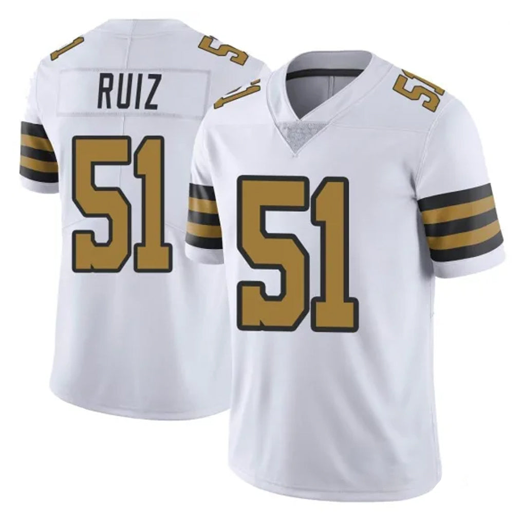 NO.Saints #51 Cesar Ruiz Player White Limited Color Rush Home Game STECN Stitched Jerseys