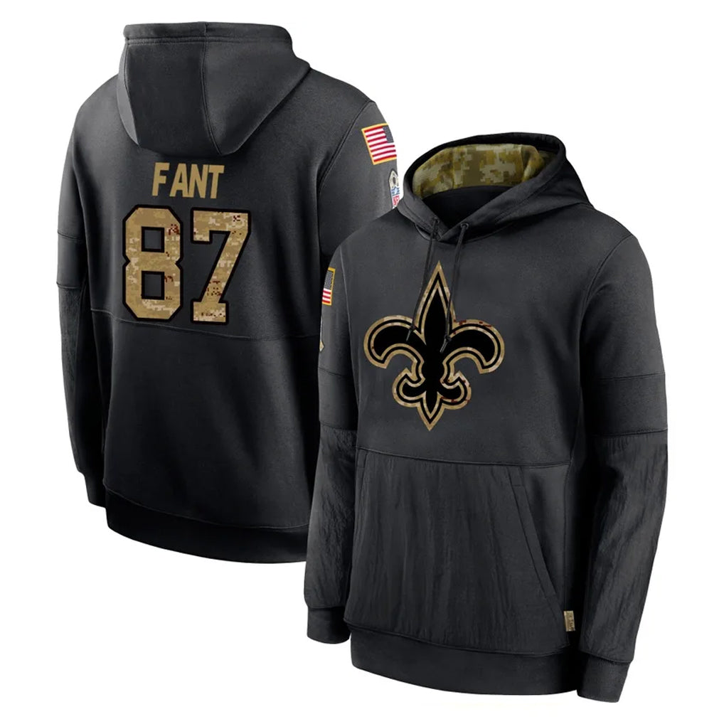 NO.Saints #87 Noah Fant Player Black Salute to Service Hoodies Limited Game STECN Stitched Jerseys