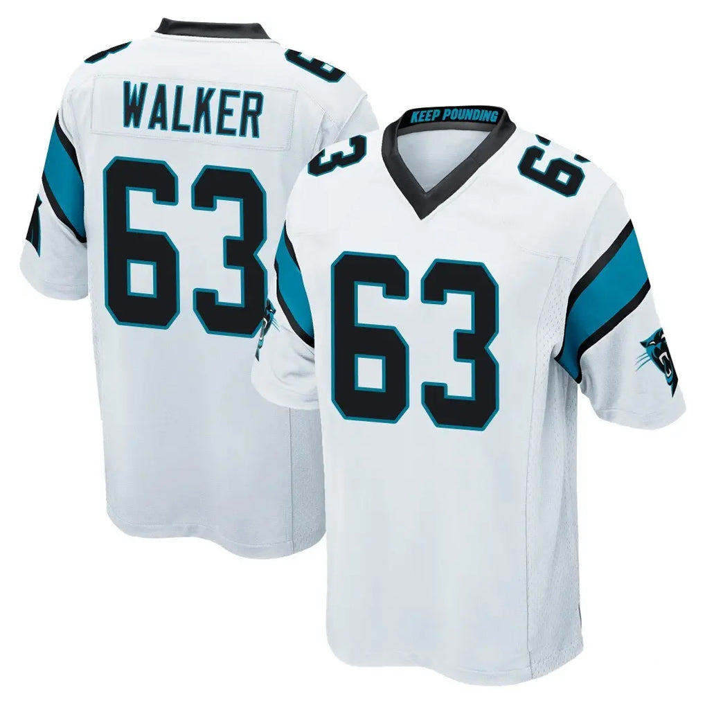 C.Panthers #63 Rasheed Walker Player White Game STECN Stitched Jerseys