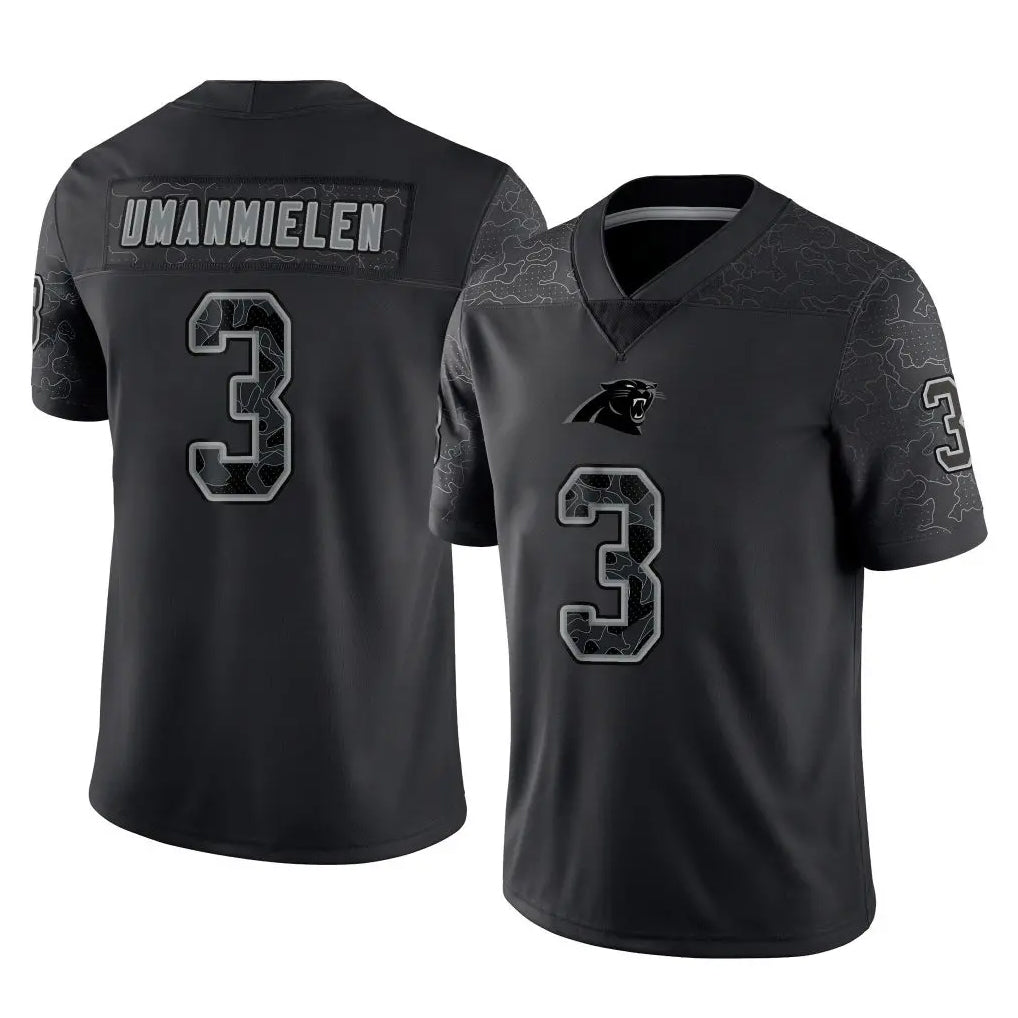 C.Panthers #3 Princely Umanmielen Player Black Limited Reflective Game STECN Stitched Jerseys