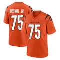 C.Bengals #75 Orlando Brown Jr. Player Orange Home Game STECN Stitched Jerseys