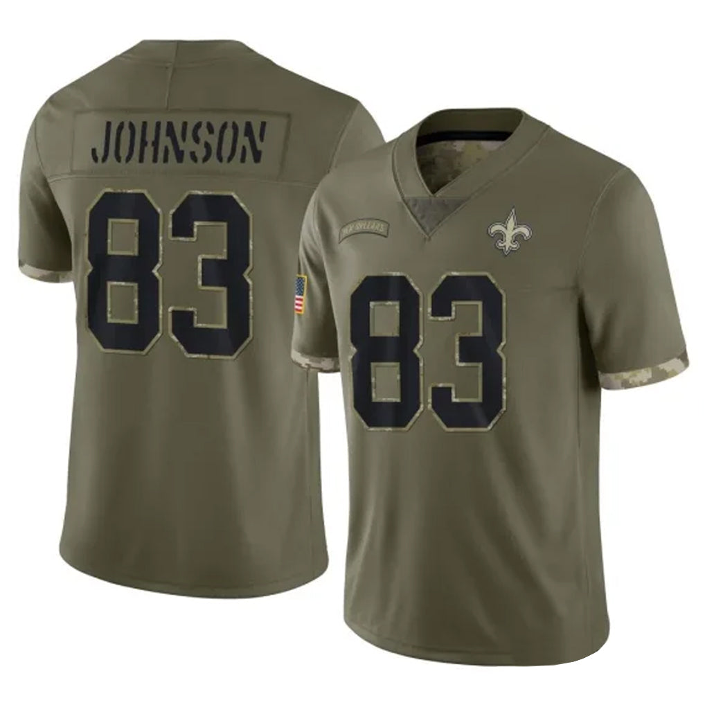 NO.Saints #83 Juwan Johnson Player Olive Salute To Service Limited STECN Stitched Jerseys