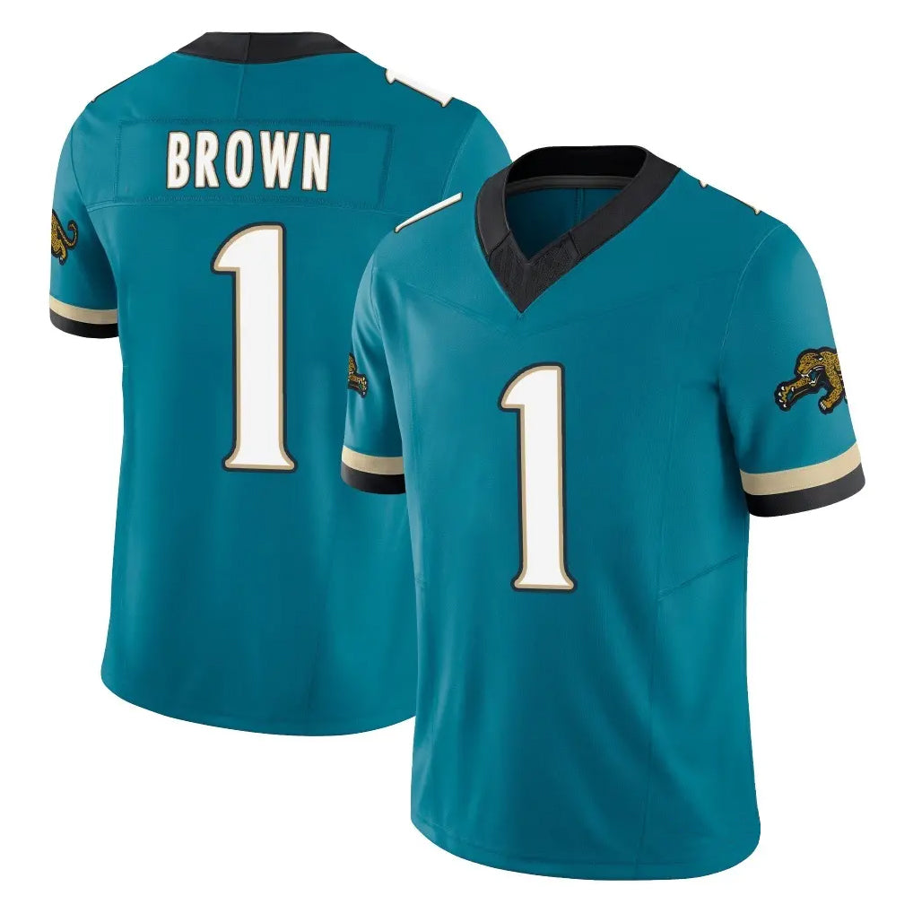 J.Jaguars #1 Montaric Brown Player Teal Prowler Throwback Vapor F.U.S.E. Limited Home Game STECN Stitched Jerseys