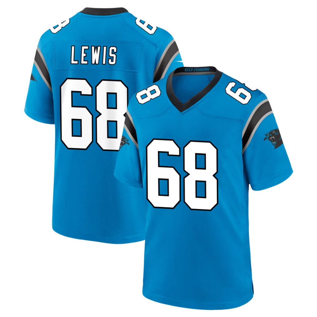 C.Panthers #68 Damien Lewis Player Blue Home Game STECN Stitched Jerseys