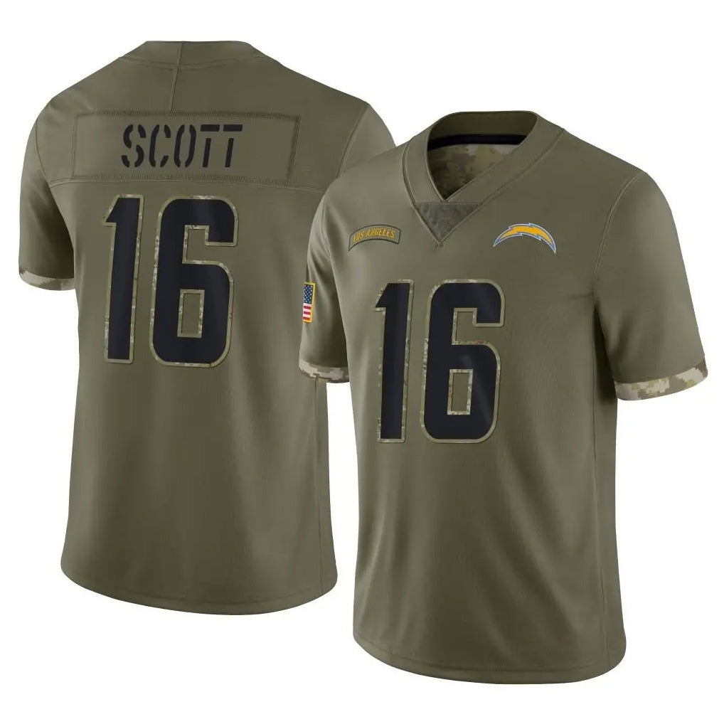 LA.Chargers #16 J.K. Scott Player Olive Salute To Service Limited STECN Stitched Jerseys