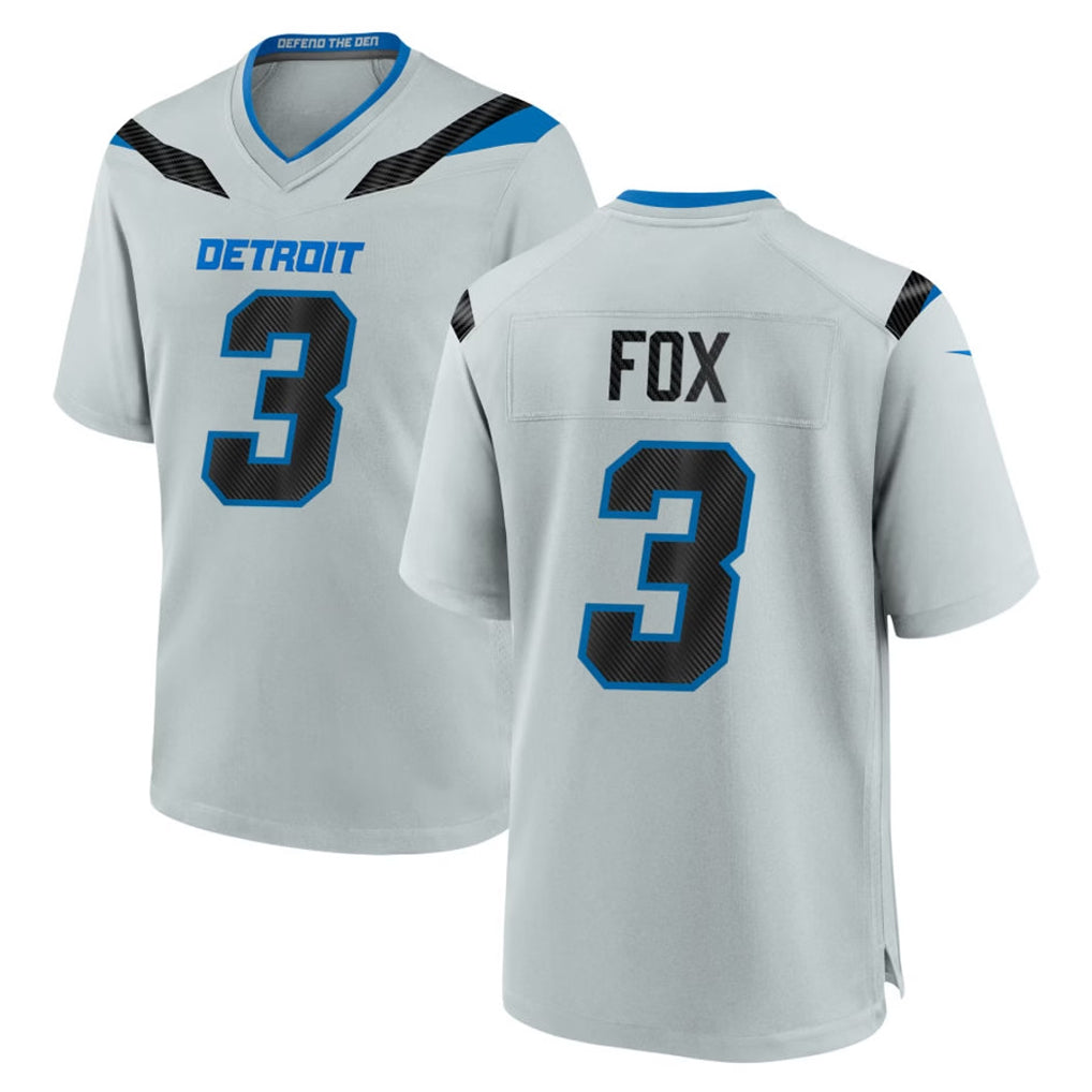 D.Lions #3 Jack Fox Player Silver 2026 Rivalries Collection Home Game STECN Stitched Jerseys