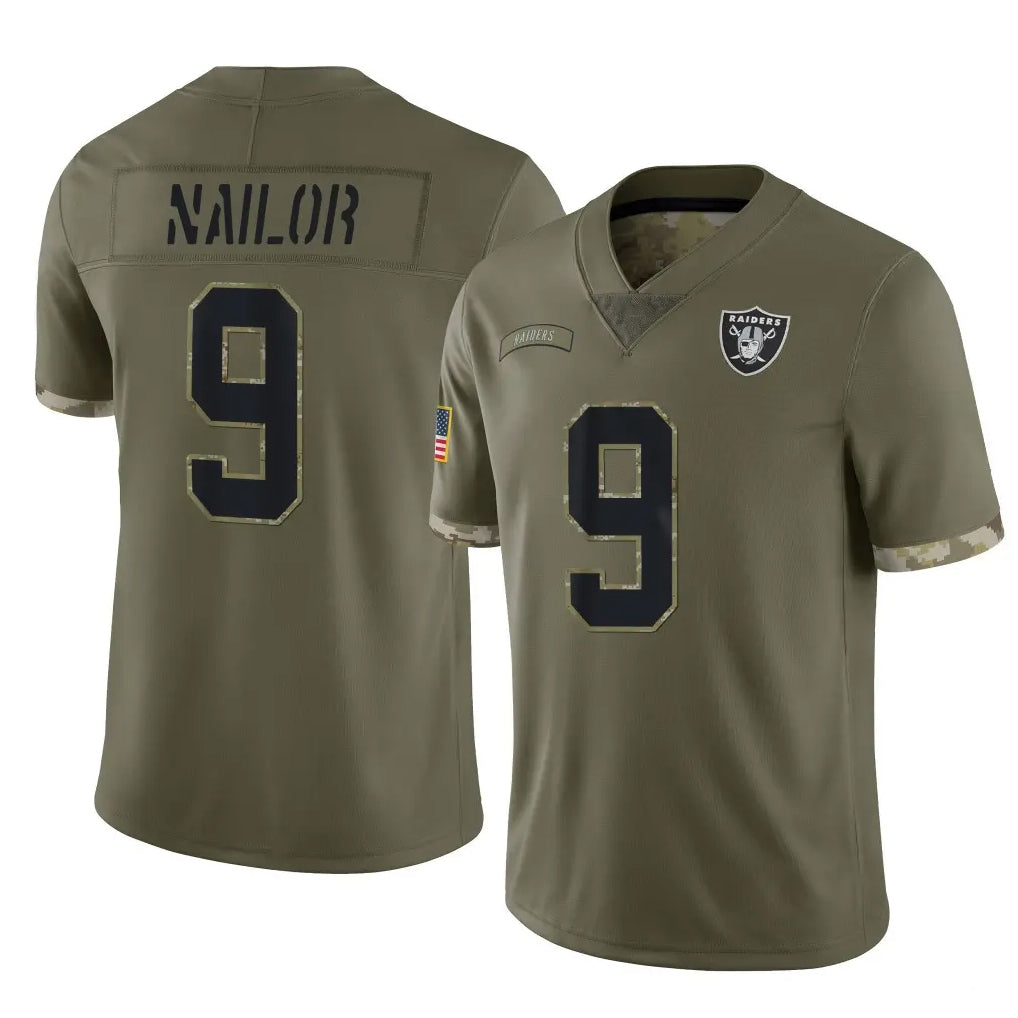 LV.Raiders #9 Jalen Nailor Player Olive Salute To Service Limited STECN Stitched Jerseys
