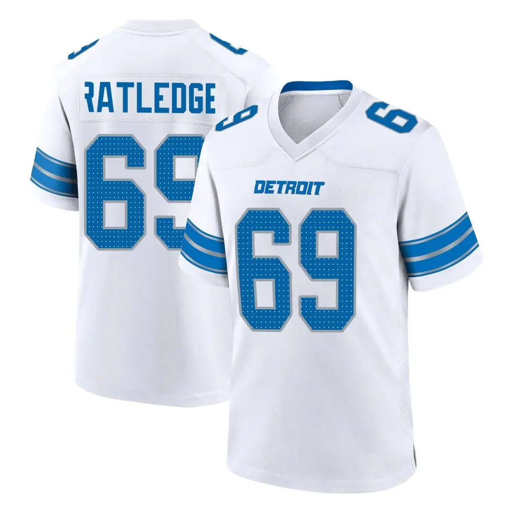 D.Lions #69 Tate Ratledge Player White Alternate Home Game STECN Stitched Jerseys