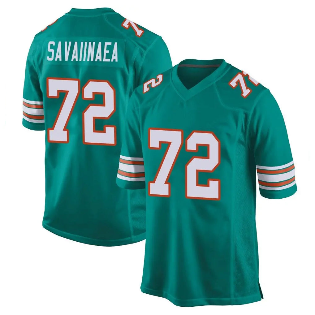 M.Dolphins #72 Jonah Savaiinaea Player Aqua Alternate Home Game STECN Stitched Jerseys