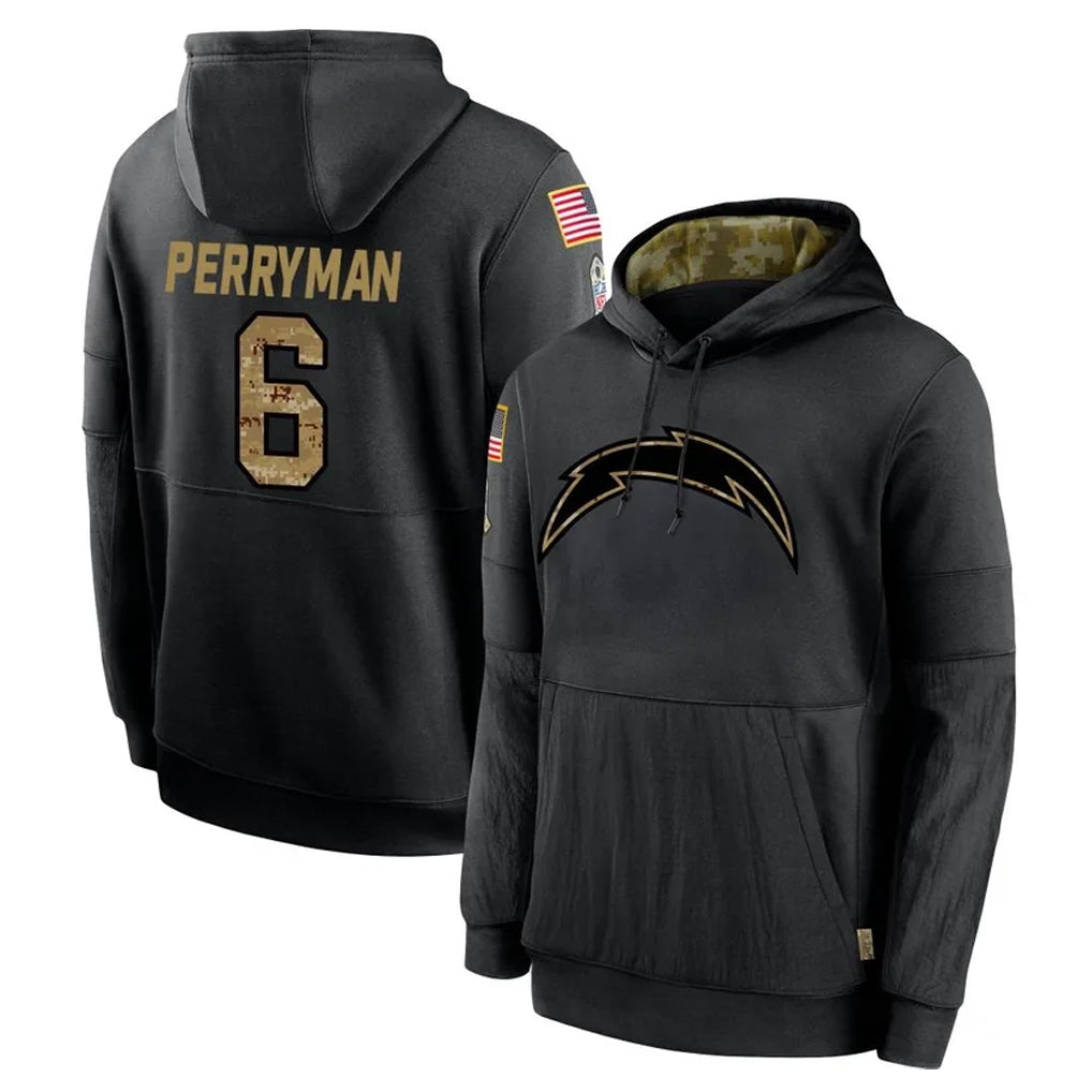 LA.Chargers #6 Denzel Perryman Player Black Salute to Service Hoodies Limited Game STECN Stitched Jerseys