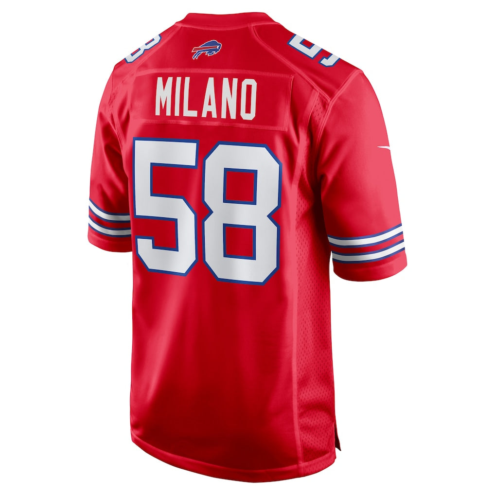 STECN B.Bills #58 Matt Milano Red Alternate Game Jersey