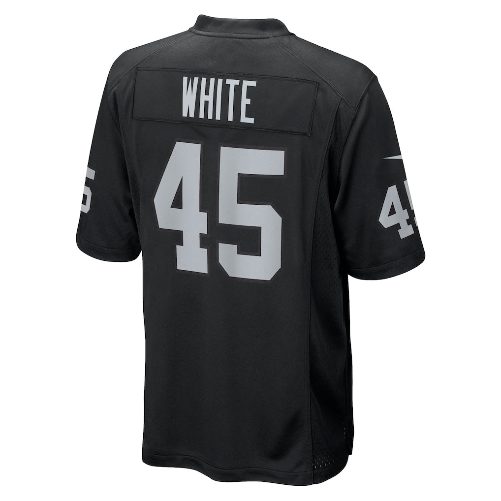 STECN LV.Raiders #45 Devin White Black Team Game Jersey