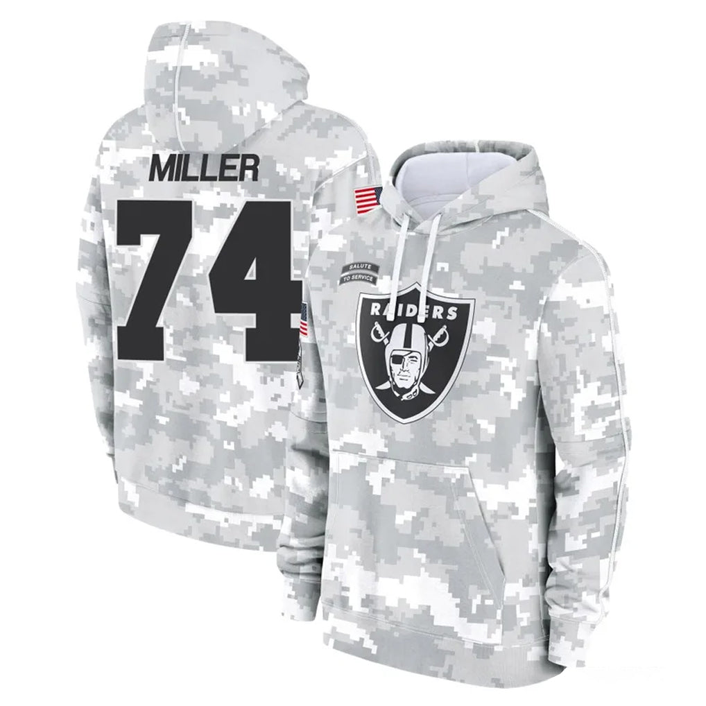 LV.Raiders #74 Kolton Miller Player Arctic Camo Salute to Service Hoodies Limited Game STECN Stitched Jerseys