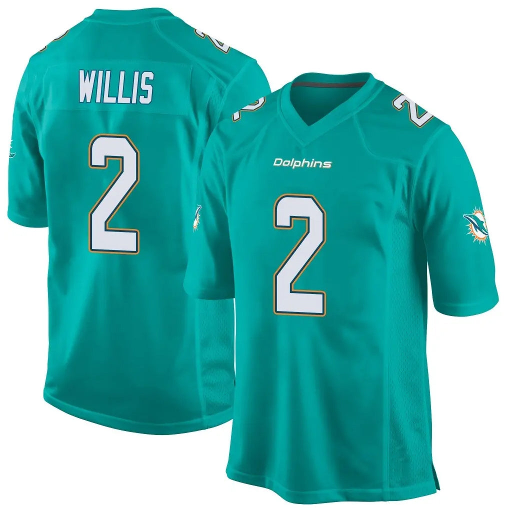 M.Dolphins #2 Malik Willis Player Aqua Team Color Home Game STECN Stitched Jerseys