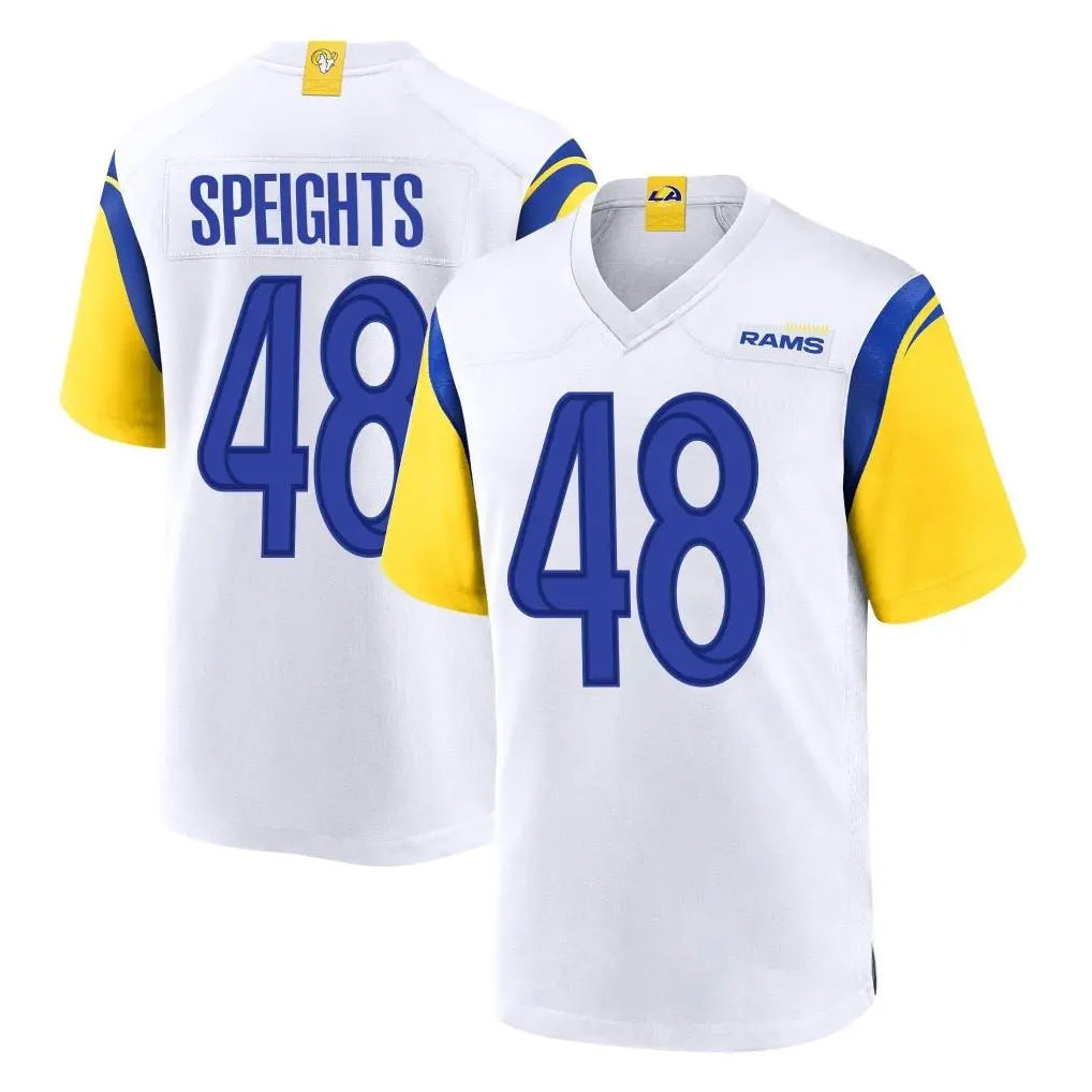 LA.Rams #48 Omar Speights Player White Home Game STECN Stitched Jerseys