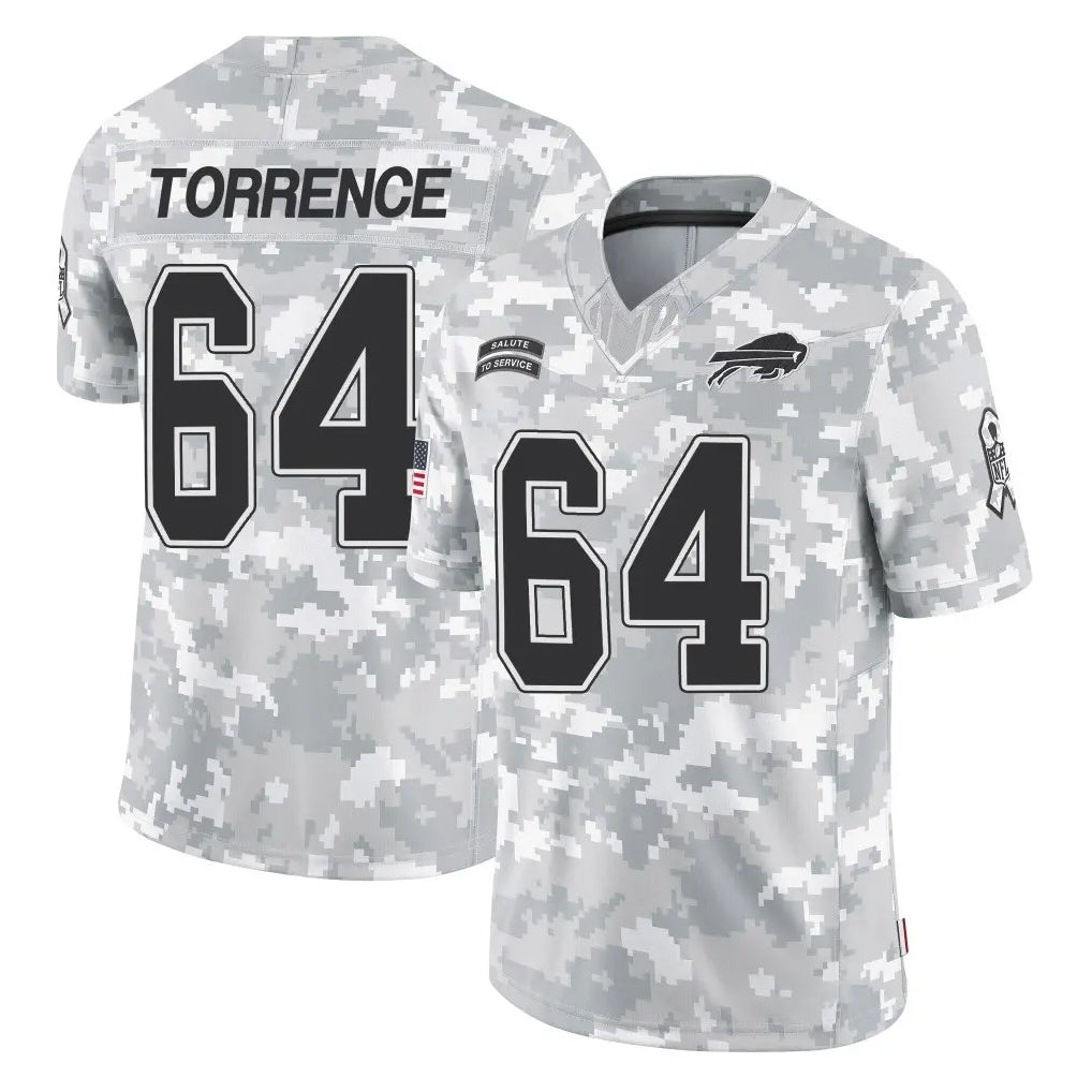 B.Bills #64 O'Cyrus Torrence Player Arctic Camo Salute to Service Limited Game STECN Stitched Jerseys