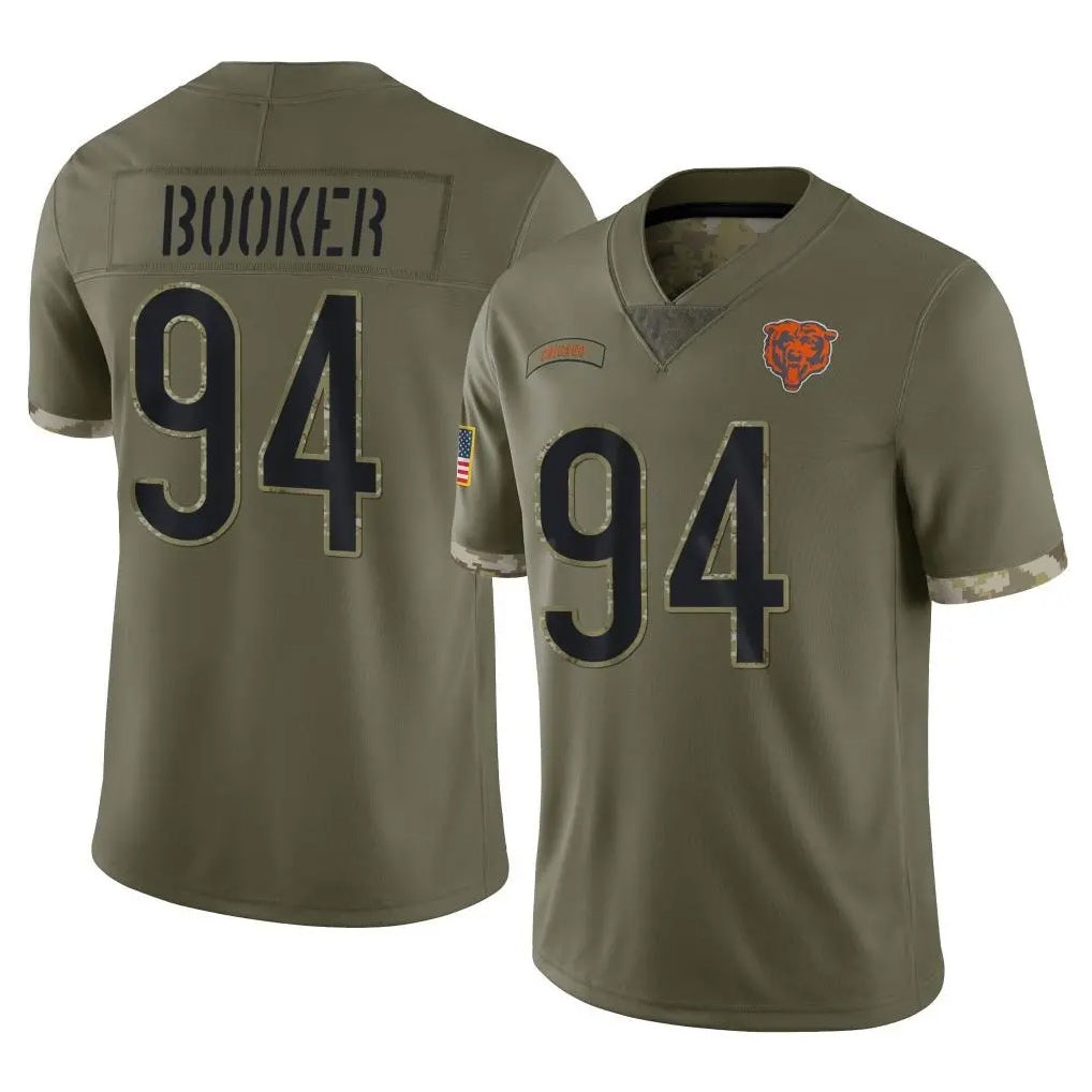 C.Bears #94 Austin Booker Player Olive Salute to Service Limited Game STECN Stitched Jerseys