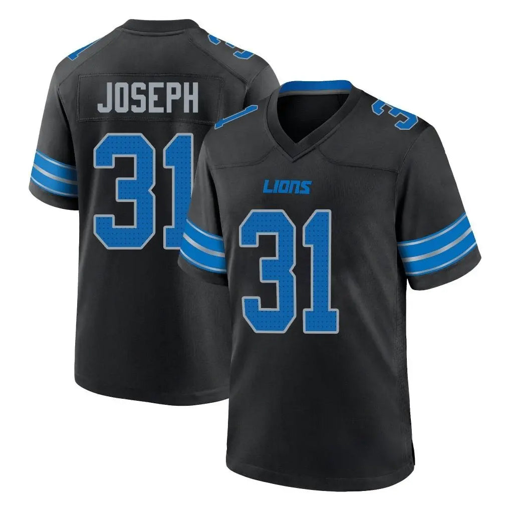 D.Lions #31 Kerby Joseph Player Black Alternate Home Game STECN Stitched Jerseys