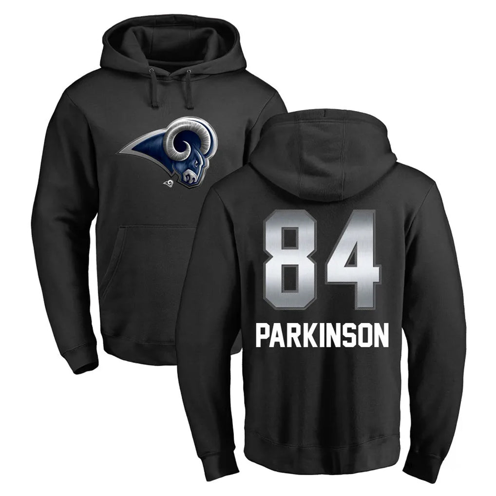 LA.Rams #84 Colby Parkinson Player Black Pullover Hoodie Limited Game STECN Stitched Jerseys