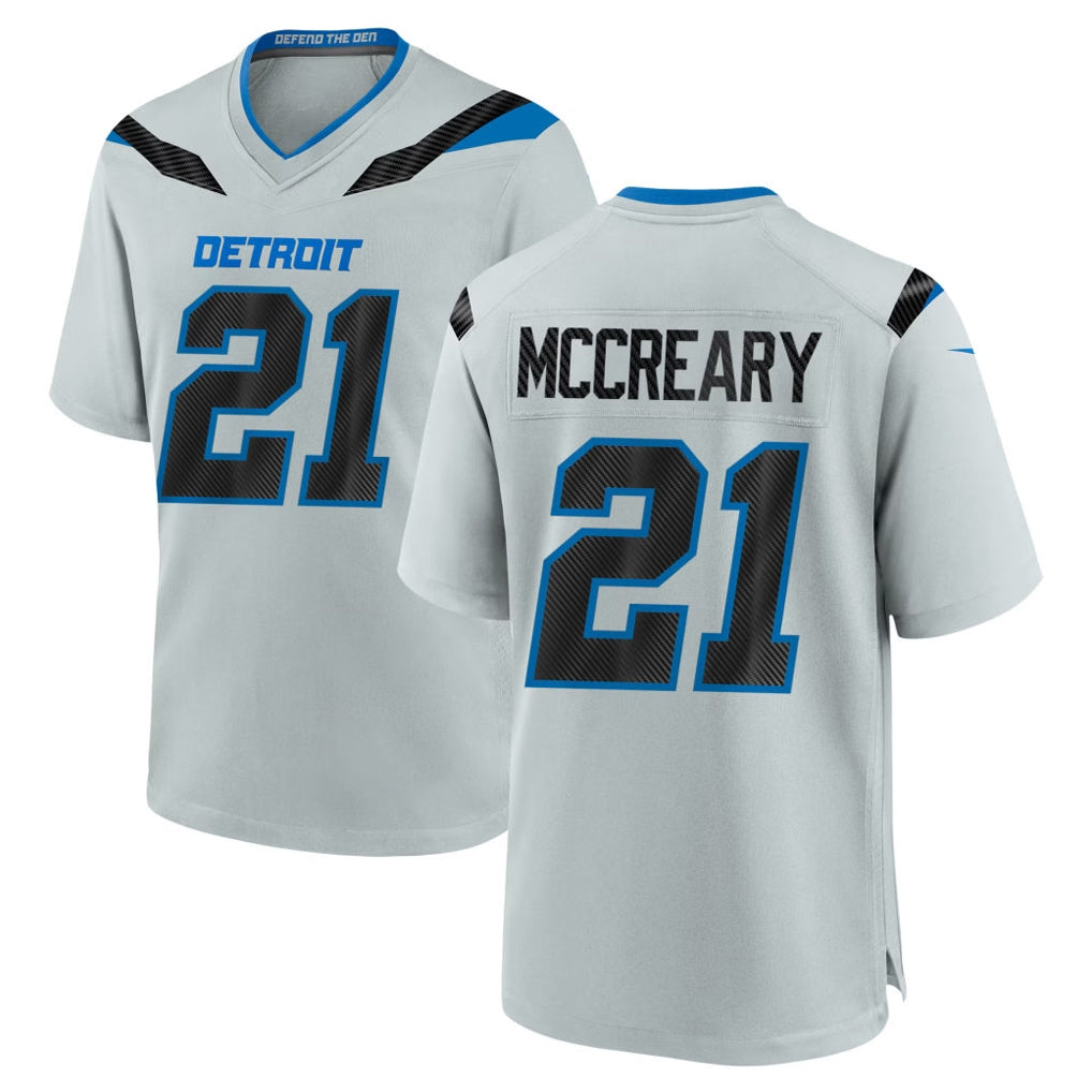 D.Lions #21 Roger McCreary Player Silver 2026 Rivalries Collection Home Game STECN Stitched Jerseys