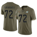 M.Dolphins #72 Jonah Savaiinaea Player Olive Salute To Service Limited STECN Stitched Jerseys