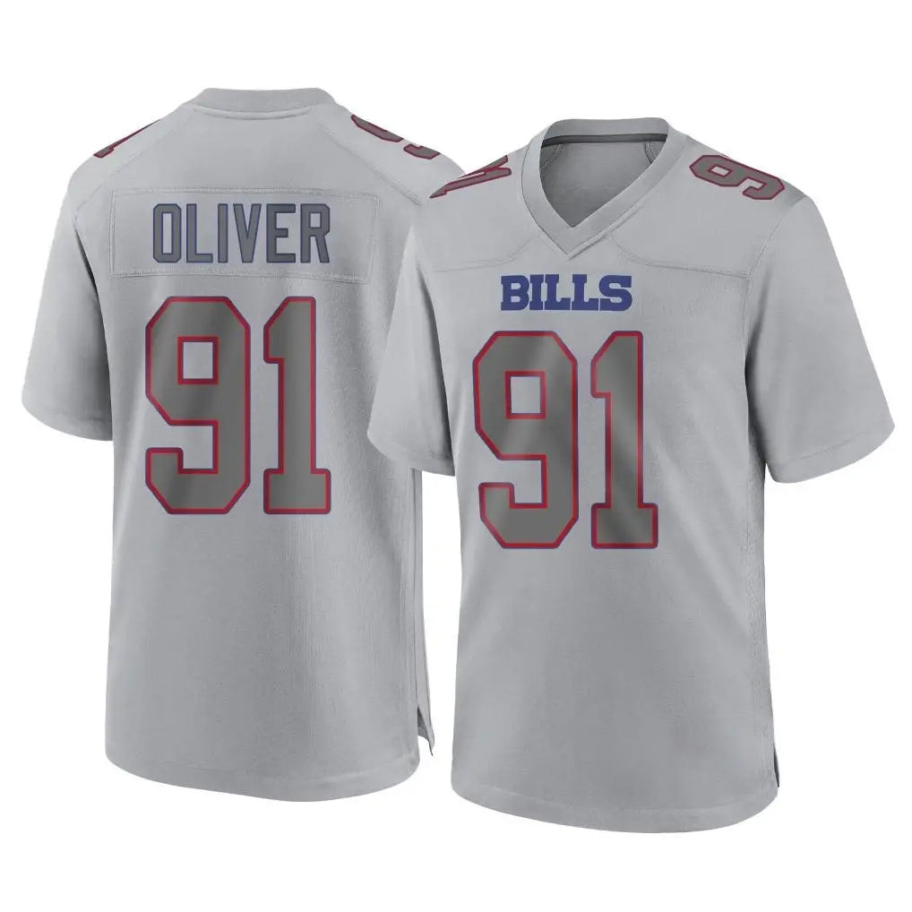 B.Bills #91 Ed Oliver Player Gray Home Game STECN Stitched Jerseys