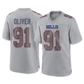B.Bills #91 Ed Oliver Player Gray Home Game STECN Stitched Jerseys