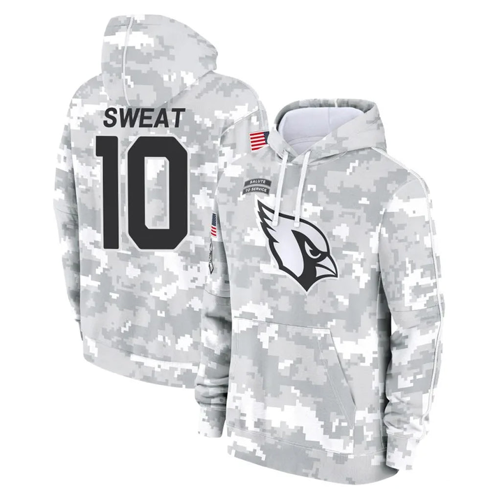 A.Cardinals #10 Josh Sweat Player Arctic Camo Limited Salute to Service Pullover Hoodies Game STECN Stitched Jerseys