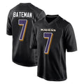 B.Ravens #7 Rashod Bateman Player Black Carbon Fashion Home Game STECN Stitched Jerseys