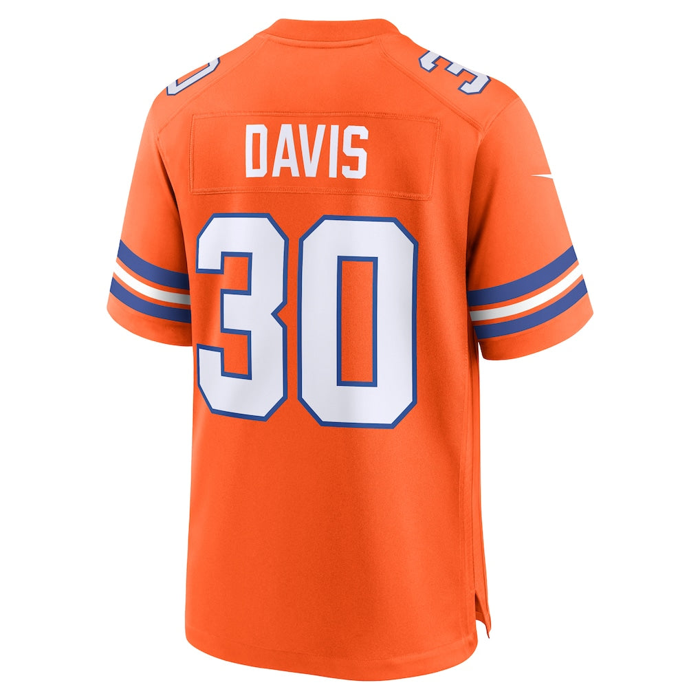 STECN D.Broncos #30 Terrell Davis Orange Retired Player Alternate Game Jersey