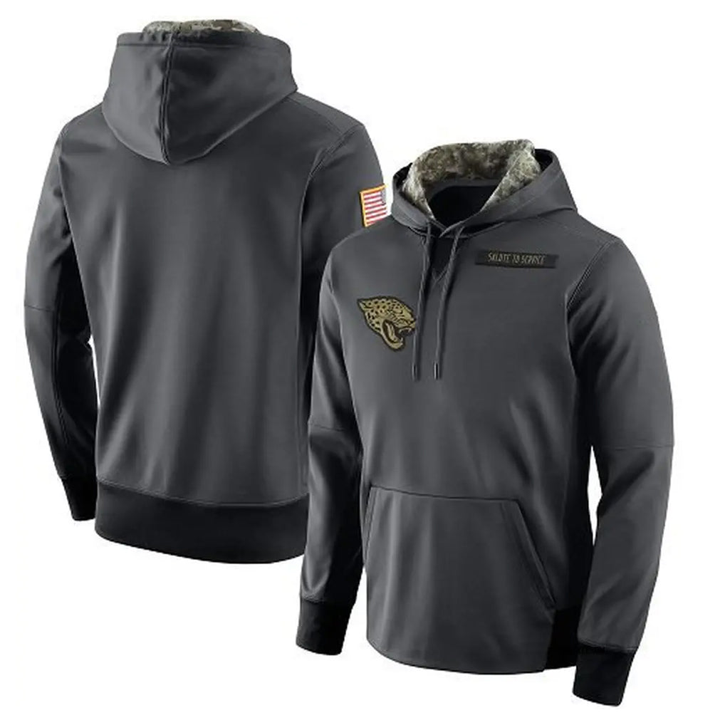 J.Jaguars #1 Montaric Brown Player Gray Salute to Service Hoodies Limited Game STECN Stitched Jerseys