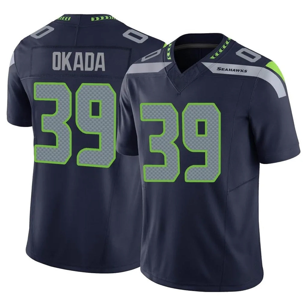 S.Seahawks #39 Ty Okada Player Navy Limited Vapor F.U.S.E. Home Game STECN Stitched Jerseys