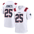 NE.Patriots #25 Marcus Jones Player White Home Game STECN Stitched Jerseys