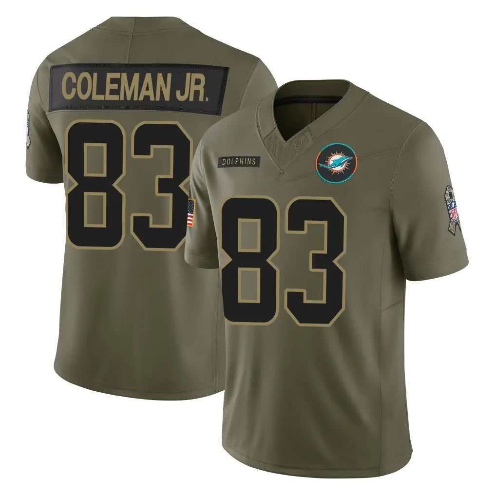 M.Dolphins #83 Kevin Coleman Jr. Player Olive 2025 Salute To Service Limited Game STECN Stitched Jerseys