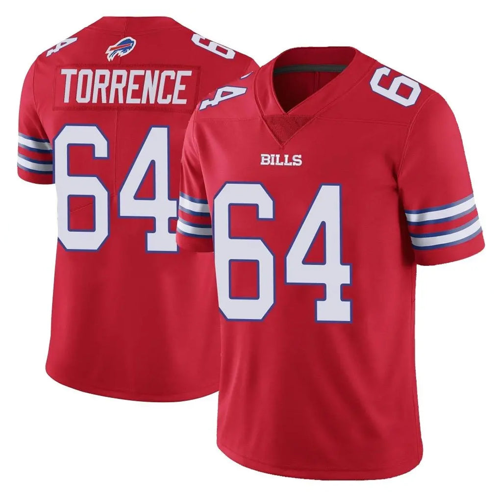 B.Bills #64 O'Cyrus Torrence Player Red Vapor Untouchable Limited STECN Stitched Jerseys