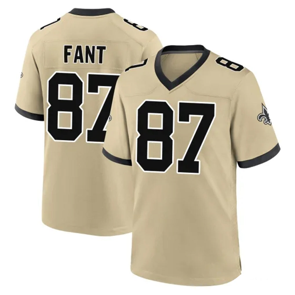 NO.Saints #87 Noah Fant Player Gold Home Game STECN Stitched Jerseys