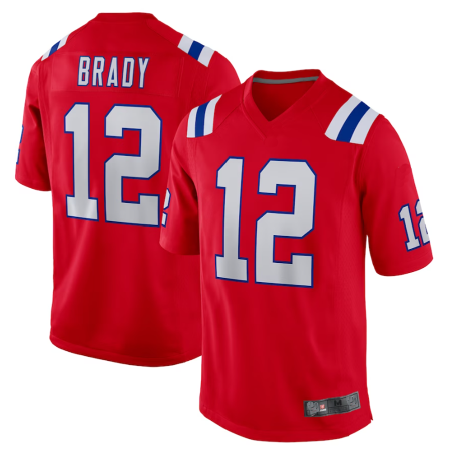 STECN NE.Patriots #12 Tom Brady Player Red Game Stitched Jerseys