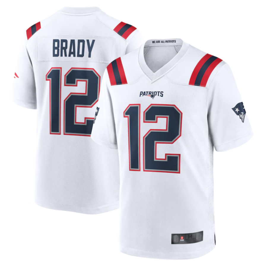 STECN NE.Patriots #12 Tom Brady Player White Game Stitched Jerseys