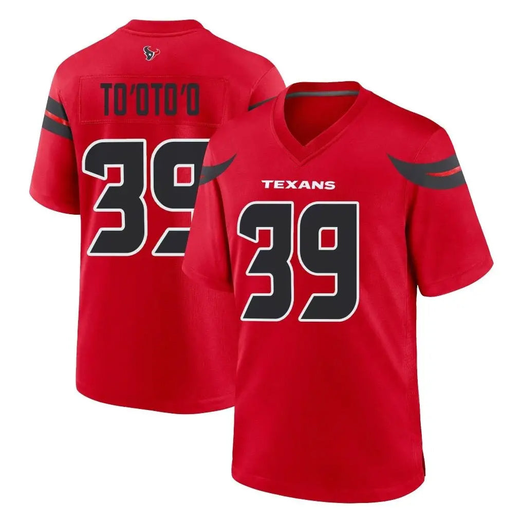H.Texans #39 Henry To'oTo'o Player Red Alternate Home Game STECN Stitched Jerseys