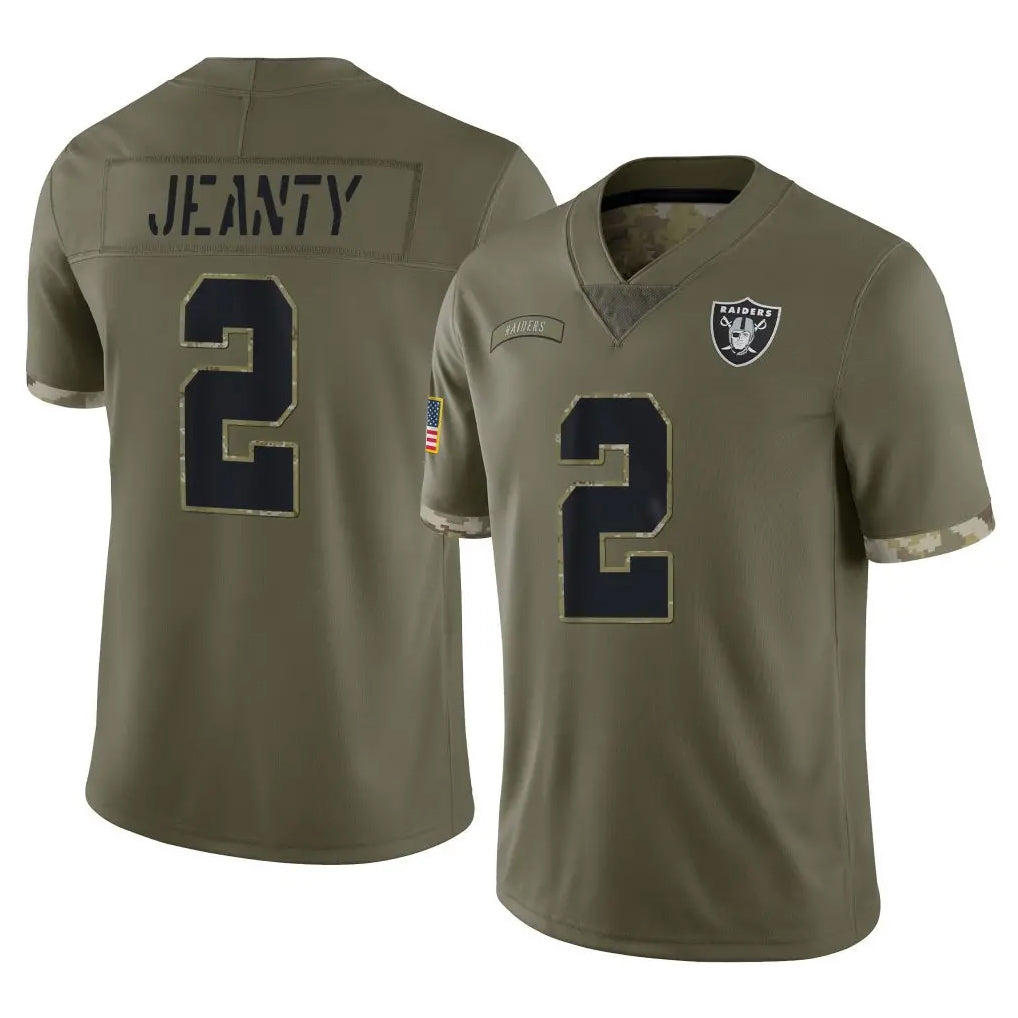 LV.Raiders #2 Ashton Jeanty Player Olive Salute To Service Limited STECN Stitched Jerseys