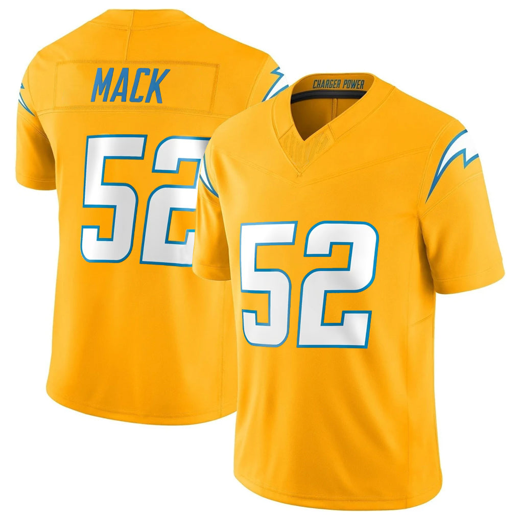 LA.Chargers #52 Khalil Mack Player Gold Limited Vapor F.U.S.E. Home Game STECN Stitched Jerseys