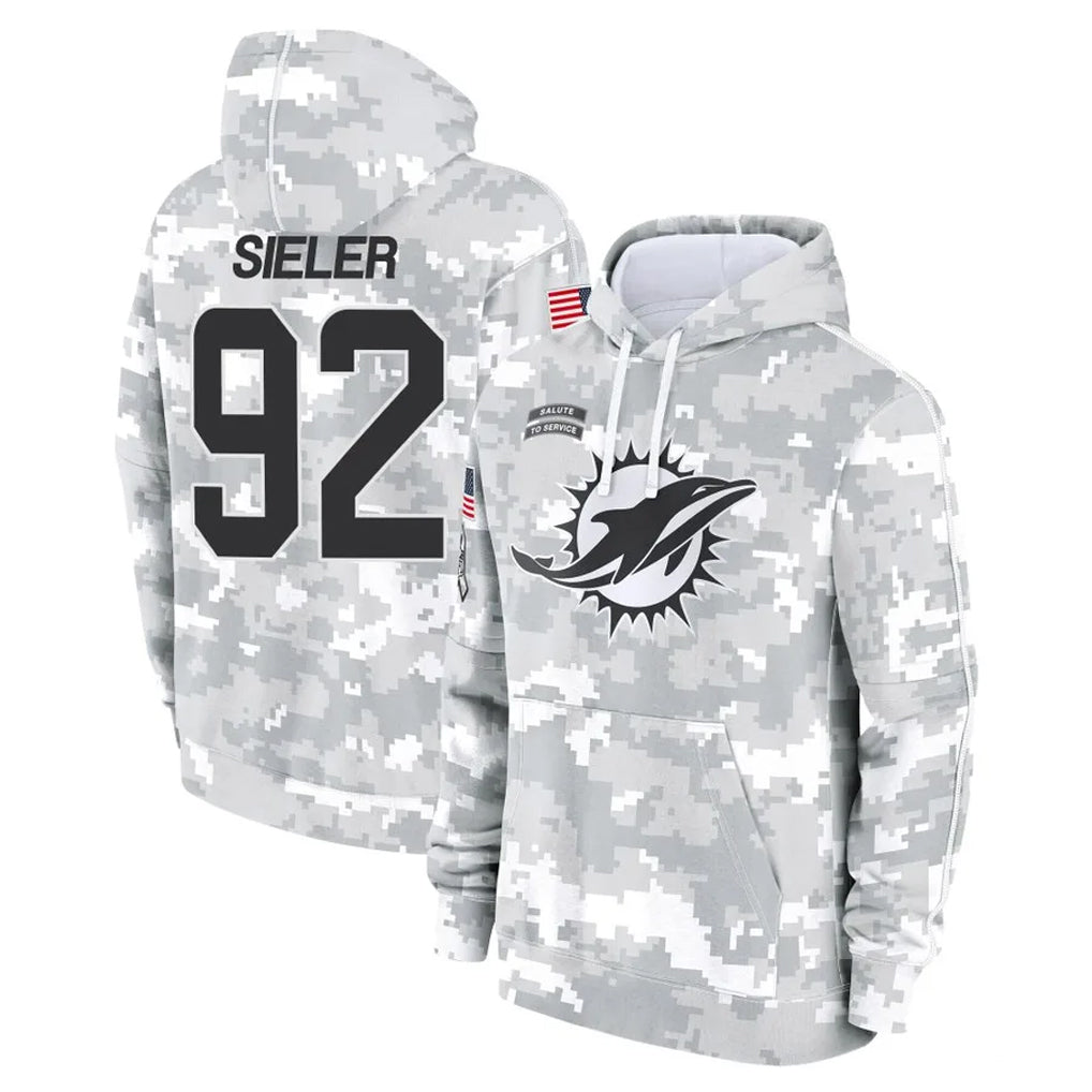 M.Dolphins #92 Zach Sieler Player Arctic Camo Salute to Service Hoodies Limited Game STECN Stitched Jerseys