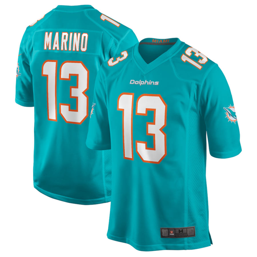 STECN #13 Dan Marino M.Dolphins Aqua Game Retired Stitched Jerseys