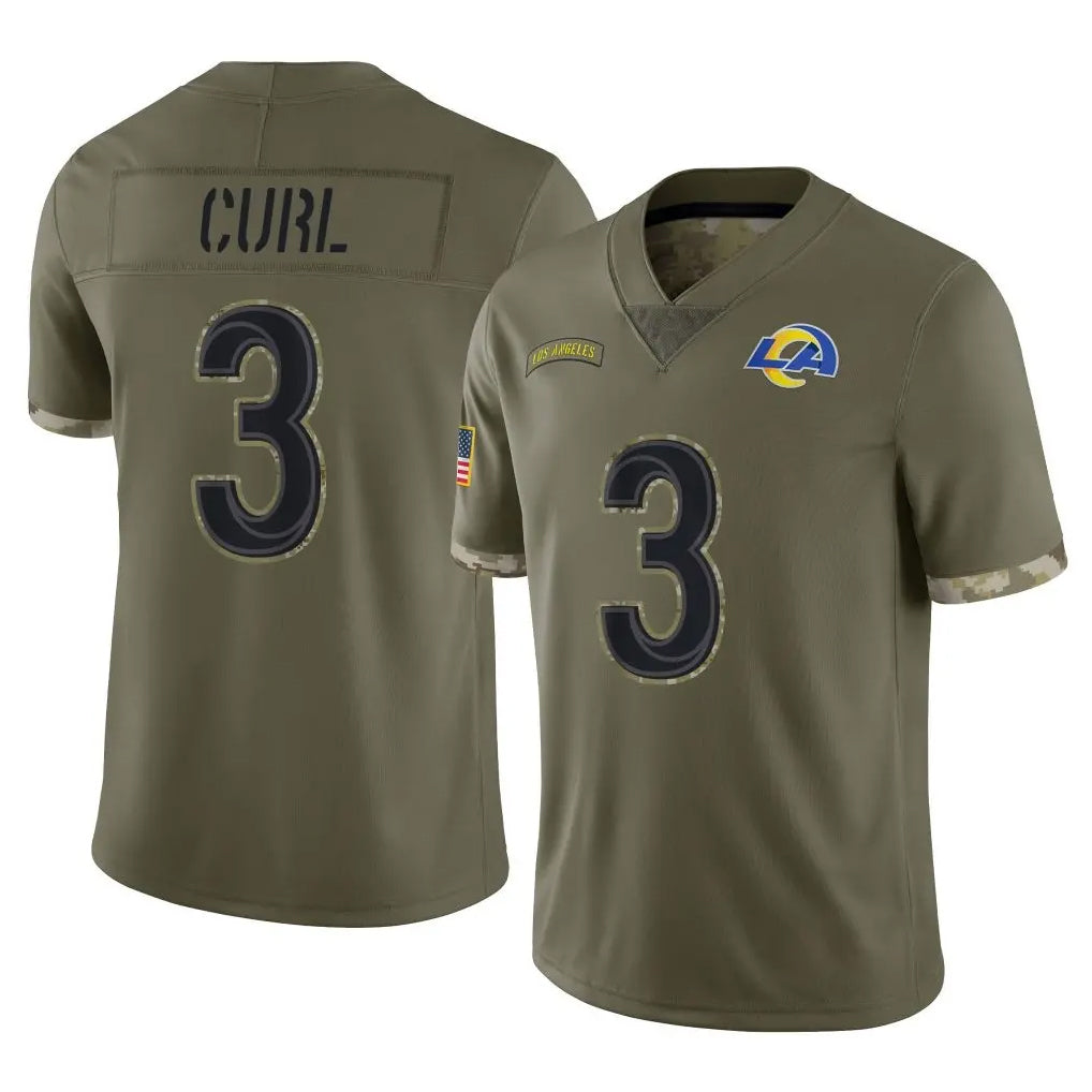 LA.Rams #3 Kam Curl Player Olive Salute To Service Limited STECN Stitched Jerseys