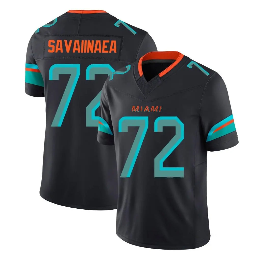 M.Dolphins #72 Jonah Savaiinaea Player Black Limited Pitch Rivalries Collection Home Game STECN Stitched Jerseys